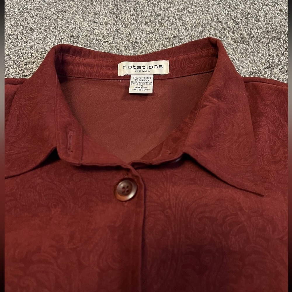 “Notations” Maroon/Red Printed‎ Blouse - Picture 6 of 6